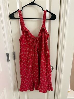 Red American Eagle Floral Tie-Front Sundress